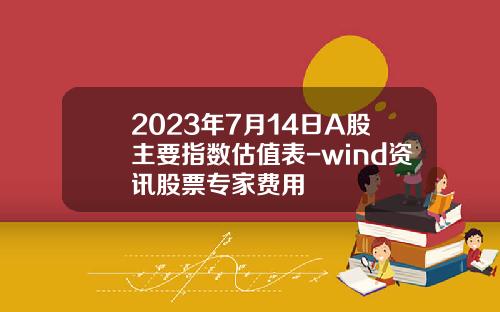 2023年7月14日A股主要指数估值表-wind资讯股票专家费用