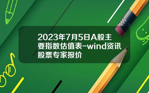 2023年7月5日A股主要指数估值表-wind资讯股票专家报价