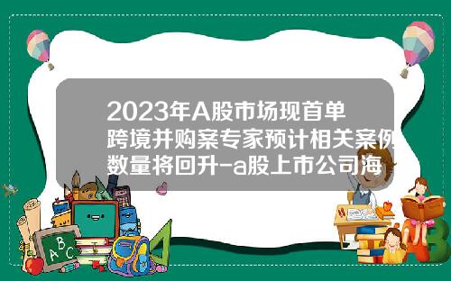 2023年A股市场现首单跨境并购案专家预计相关案例数量将回升-a股上市公司海外并购