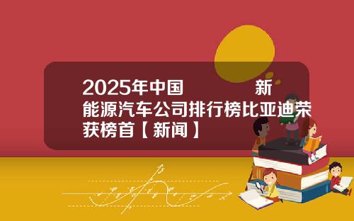 2025年中国‌‌‌‌新能源汽车公司排行榜比亚迪荣获榜首【新闻】