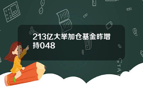 213亿大举加仓基金昨增持048