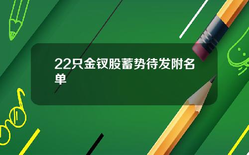 22只金钗股蓄势待发附名单