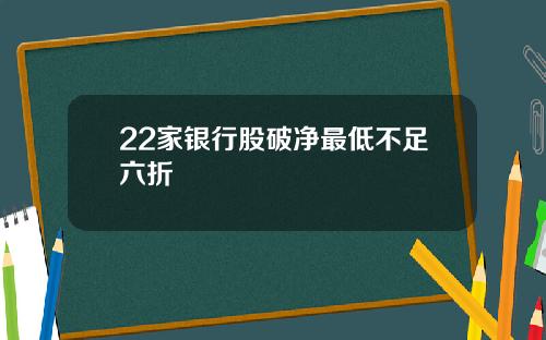 22家银行股破净最低不足六折