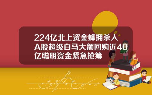 224亿北上资金蜂拥杀入A股超级白马大额回购近40亿聪明资金紧急抢筹