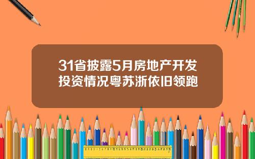 31省披露5月房地产开发投资情况粤苏浙依旧领跑