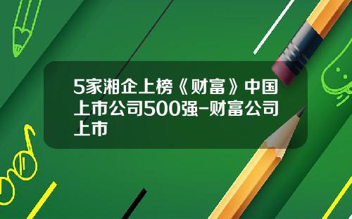 5家湘企上榜《财富》中国上市公司500强-财富公司上市