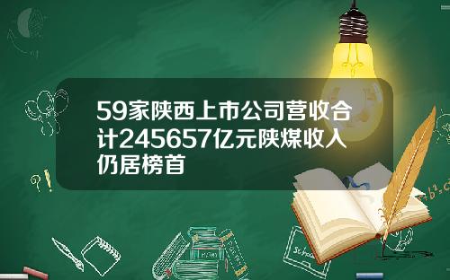 59家陕西上市公司营收合计245657亿元陕煤收入仍居榜首