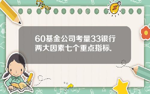 60基金公司考量33银行两大因素七个重点指标.