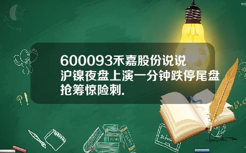 600093禾嘉股份说说沪镍夜盘上演一分钟跌停尾盘抢筹惊险刺.