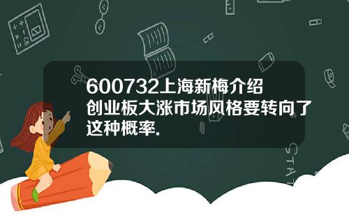 600732上海新梅介绍创业板大涨市场风格要转向了这种概率.