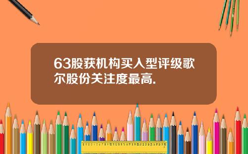 63股获机构买入型评级歌尔股份关注度最高.