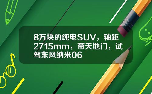 8万块的纯电SUV，轴距2715mm，带天地门，试驾东风纳米06