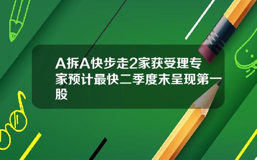 A拆A快步走2家获受理专家预计最快二季度末呈现第一股