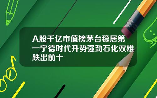 A股千亿市值榜茅台稳居第一宁德时代升势强劲石化双雄跌出前十