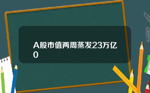 A股市值两周蒸发23万亿0