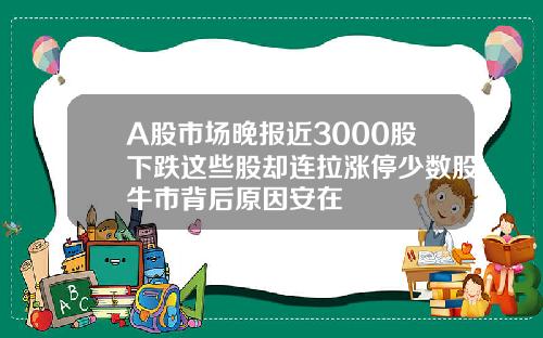 A股市场晚报近3000股下跌这些股却连拉涨停少数股牛市背后原因安在