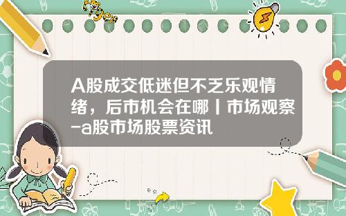 A股成交低迷但不乏乐观情绪，后市机会在哪丨市场观察-a股市场股票资讯