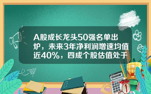 A股成长龙头50强名单出炉，未来3年净利润增速均值近40%，四成个股估值处于年内低位-哪个股票资讯最快最准的