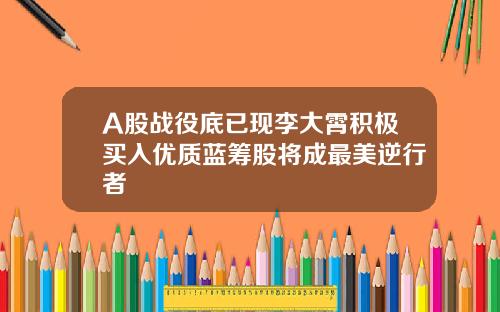 A股战役底已现李大霄积极买入优质蓝筹股将成最美逆行者