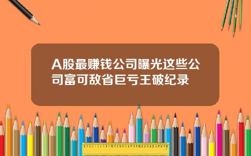 A股最赚钱公司曝光这些公司富可敌省巨亏王破纪录