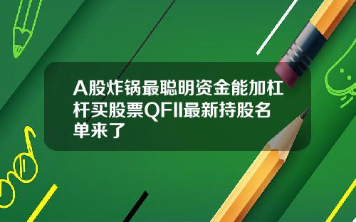 A股炸锅最聪明资金能加杠杆买股票QFII最新持股名单来了