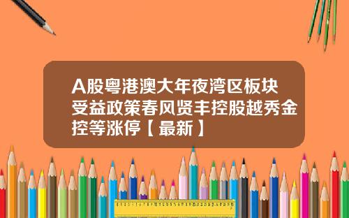 A股粤港澳大年夜湾区板块受益政策春风贤丰控股越秀金控等涨停【最新】