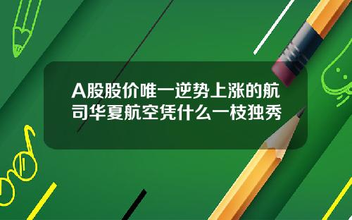A股股价唯一逆势上涨的航司华夏航空凭什么一枝独秀