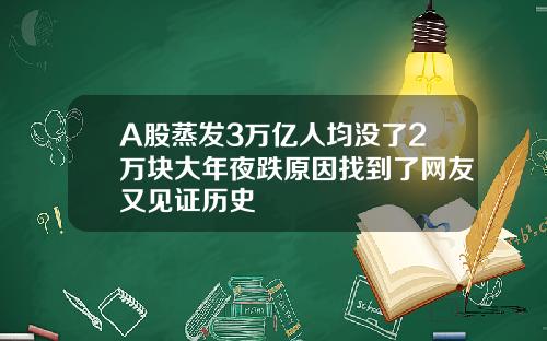 A股蒸发3万亿人均没了2万块大年夜跌原因找到了网友又见证历史