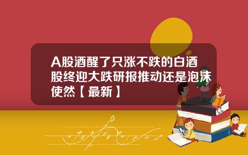 A股酒醒了只涨不跌的白酒股终迎大跌研报推动还是泡沫使然【最新】
