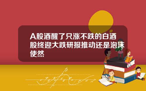 A股酒醒了只涨不跌的白酒股终迎大跌研报推动还是泡沫使然