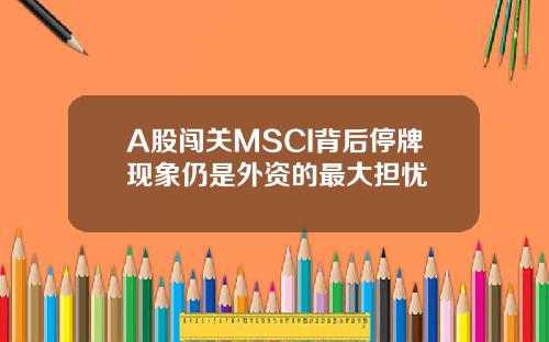 A股闯关MSCI背后停牌现象仍是外资的最大担忧