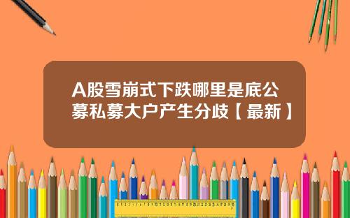 A股雪崩式下跌哪里是底公募私募大户产生分歧【最新】