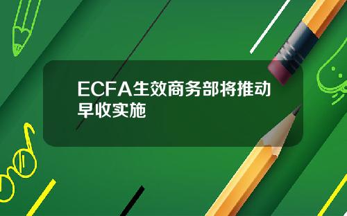 ECFA生效商务部将推动早收实施
