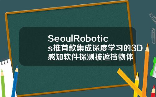 SeoulRobotics推首款集成深度学习的3D感知软件探测被遮挡物体