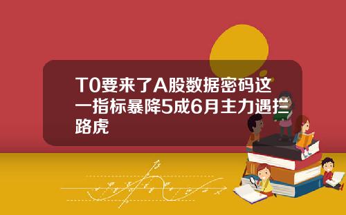 T0要来了A股数据密码这一指标暴降5成6月主力遇拦路虎
