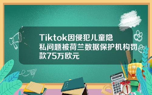 Tiktok因侵犯儿童隐私问题被荷兰数据保护机构罚款75万欧元