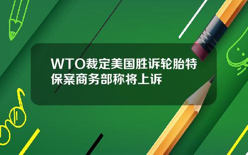 WTO裁定美国胜诉轮胎特保案商务部称将上诉