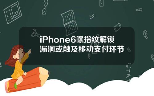 iPhone6曝指纹解锁漏洞或触及移动支付环节