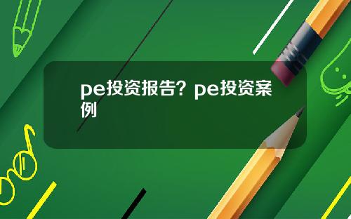 pe投资报告？pe投资案例