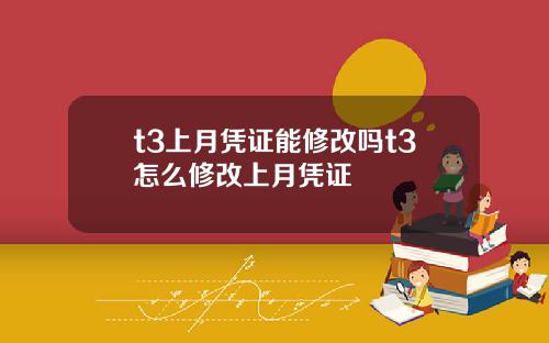 t3上月凭证能修改吗t3怎么修改上月凭证