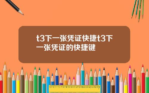 t3下一张凭证快捷t3下一张凭证的快捷键
