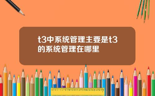 t3中系统管理主要是t3的系统管理在哪里