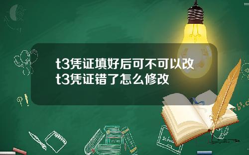 t3凭证填好后可不可以改t3凭证错了怎么修改