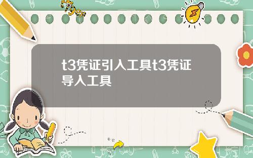 t3凭证引入工具t3凭证导入工具