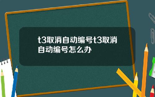 t3取消自动编号t3取消自动编号怎么办