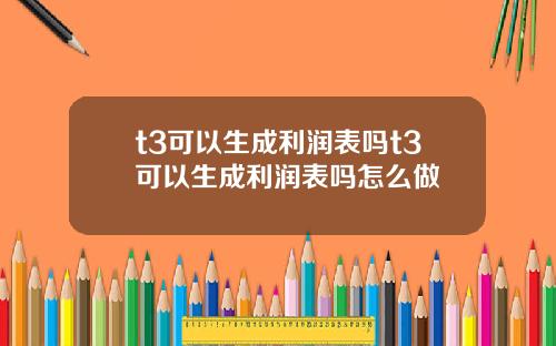 t3可以生成利润表吗t3可以生成利润表吗怎么做