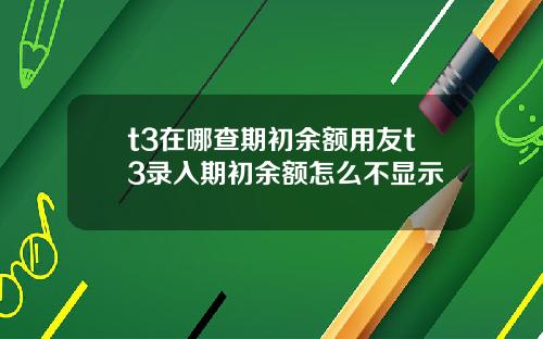 t3在哪查期初余额用友t3录入期初余额怎么不显示