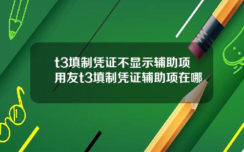 t3填制凭证不显示辅助项用友t3填制凭证辅助项在哪