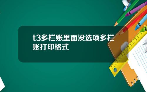 t3多栏账里面没选项多栏账打印格式