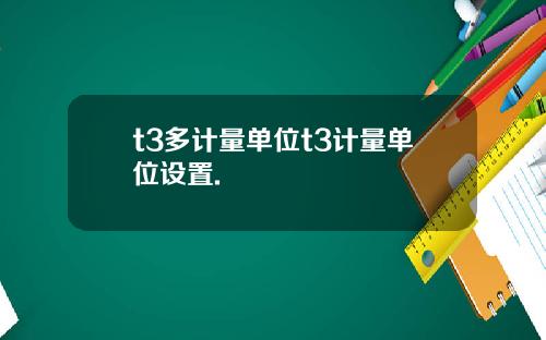 t3多计量单位t3计量单位设置.